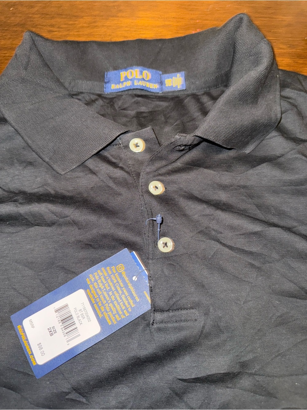 Ralph Lauren Black Polo Shirt with Button Placket
